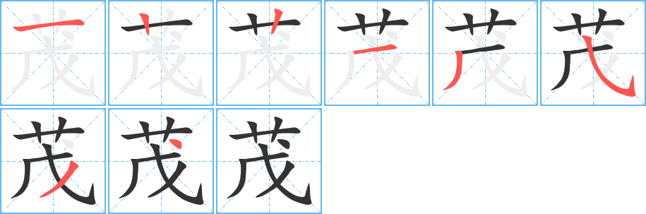 茂的笔顺笔画