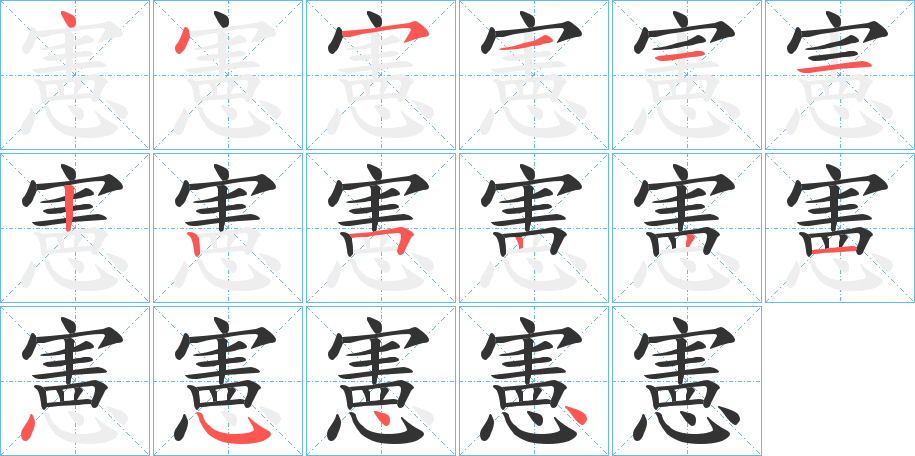 憲的笔顺笔画