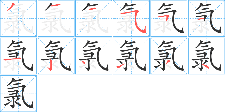 氯的笔顺笔画