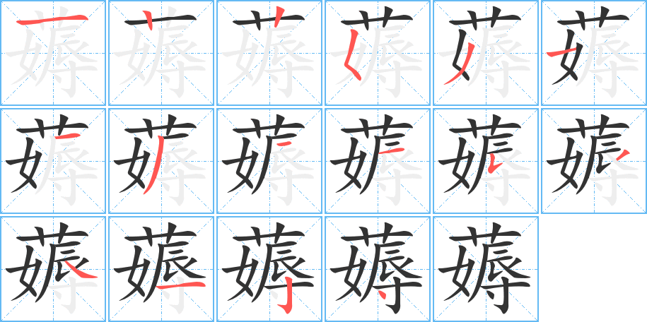 薅的笔顺笔画