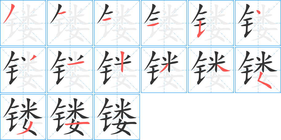 镂的笔顺笔画