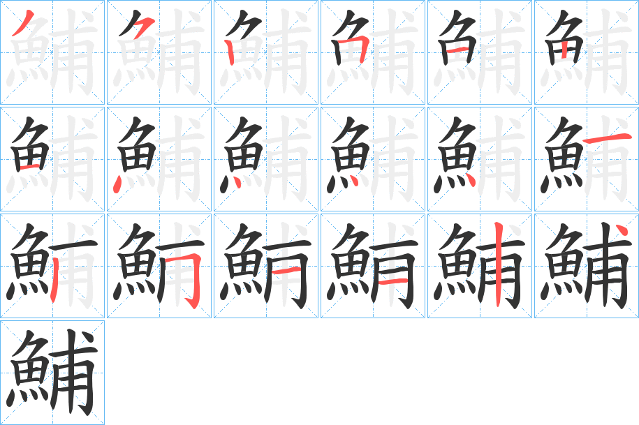 鯆的笔顺笔画